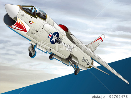 車輪を下ろしたアメリカのチャンス・ヴォート「F-8クルセイダー