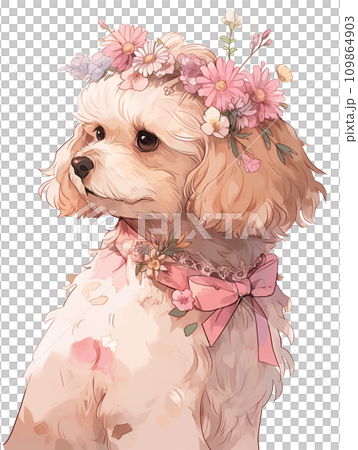 油絵 ちえ 花冠のかわいいトイプードル 油絵 ちえ様専用 花冠の