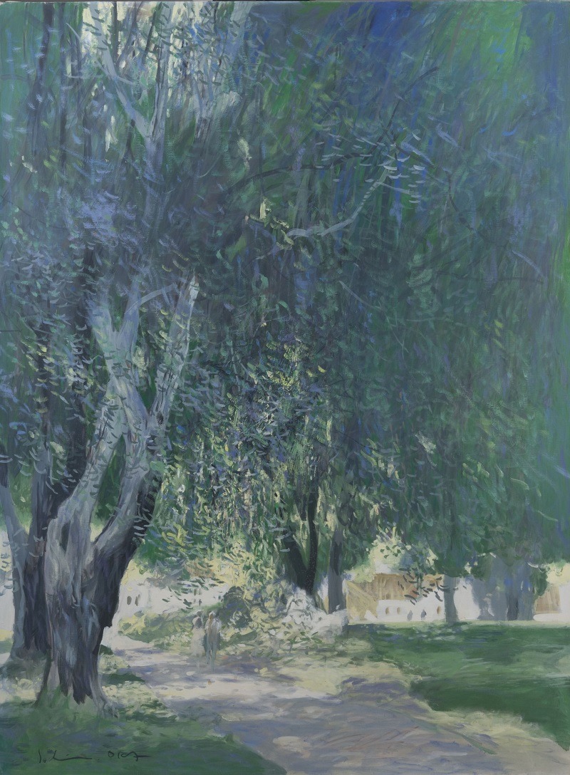 岡義実 油絵 絵画 「トゥルーヴィル」額寸 縦930㎜横740㎜ サインあり