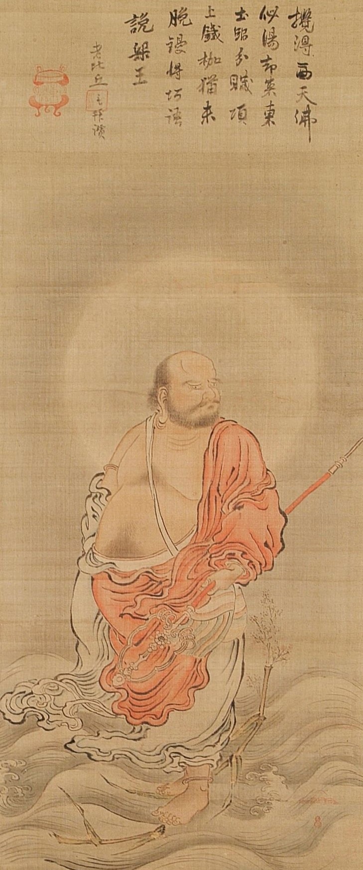 真作】掛軸 達磨大師 力強い眼差しの達磨大師 禅の象徴 P174 真作】