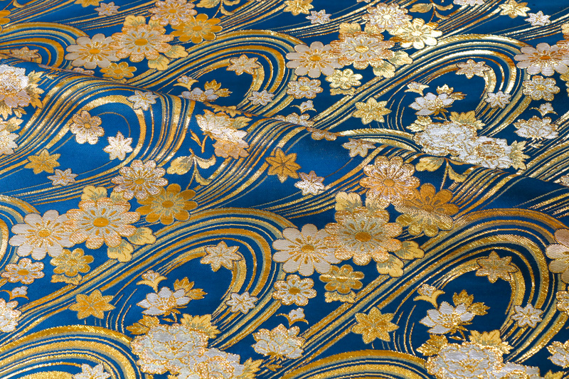 織り額】金箔に織 額付き 滝に唐獅子 織り額】金箔に織 額