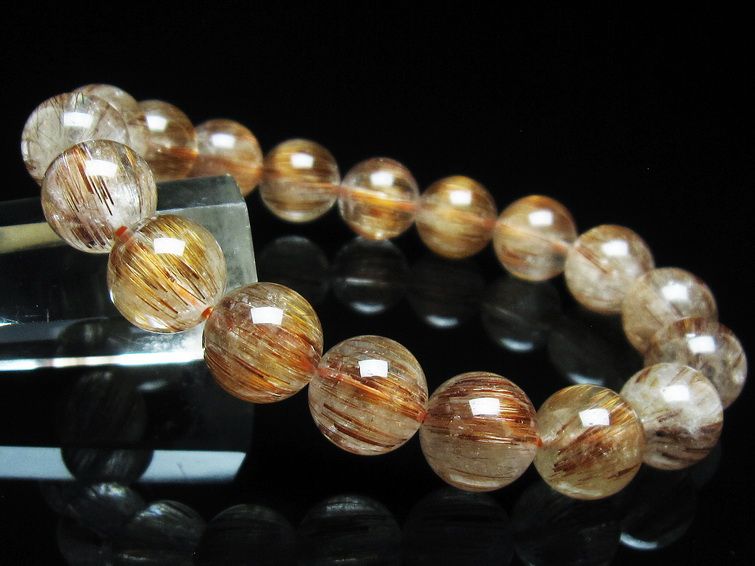 ルチルクォーツ ブレスレット キャッツアイ 12mm 一点物 111-38594