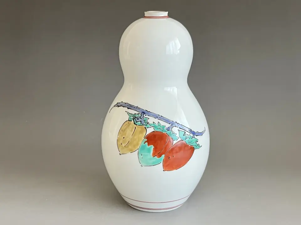 人間国宝 浜田庄司 （濱田庄司） 益子焼 柿釉 抜絵 合子 香合 小箱