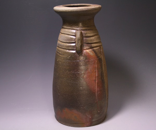 備前焼 山本宗秀 陶器製花瓶 出彩 岡山県重要無形文化財保持者 備前焼