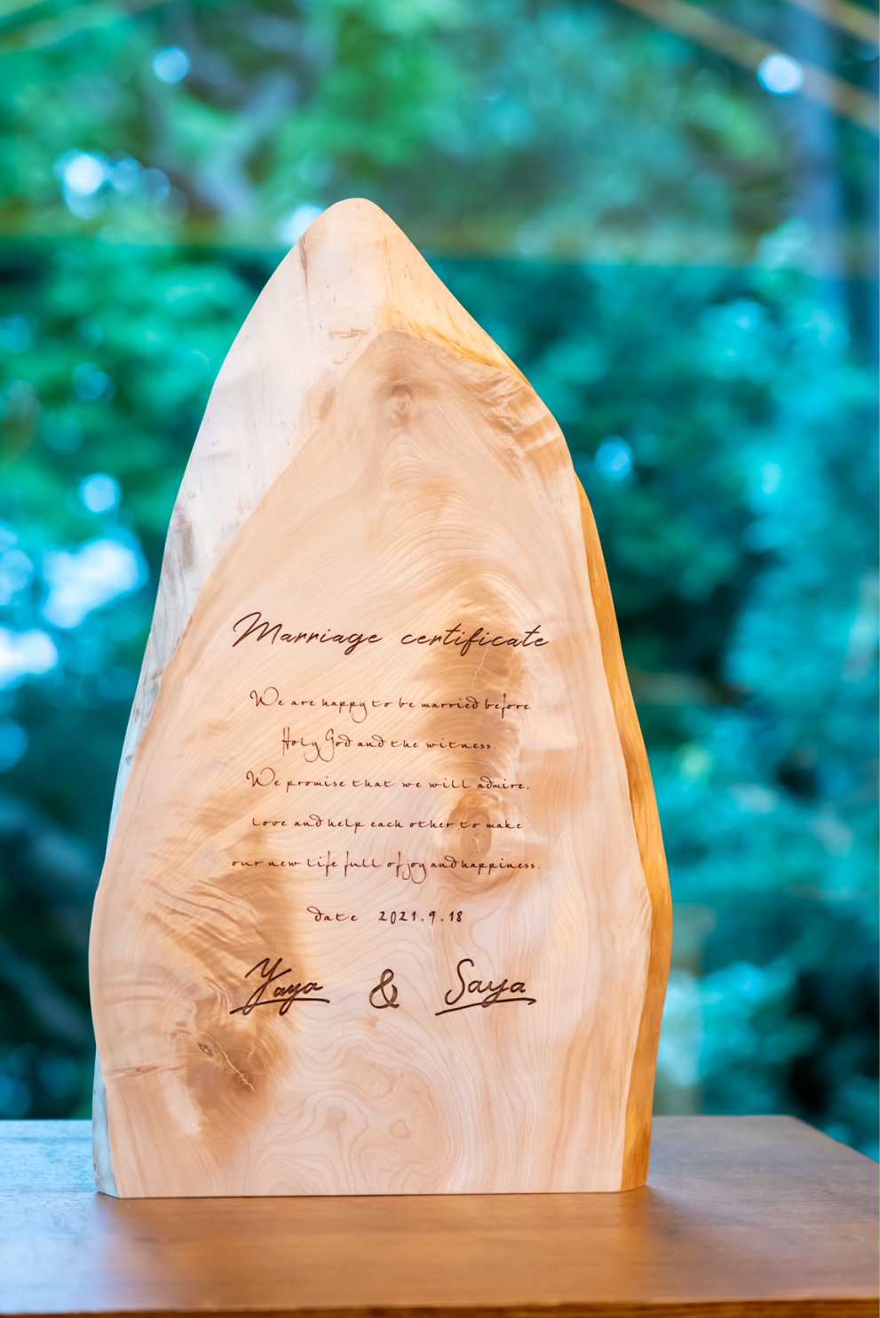 ちいさなトチの木に誓う・木の結婚証明書 | 東森木材株式会社