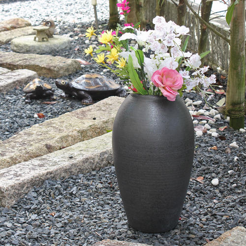 楽天市場】【ポイント3倍】信楽焼 大型 フラワーベース 黒 窯変 斑点
