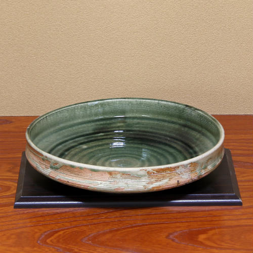 楽天市場】信楽焼 水盤 古信楽ビードロ流し丸型 11号 生け花 花器 池坊