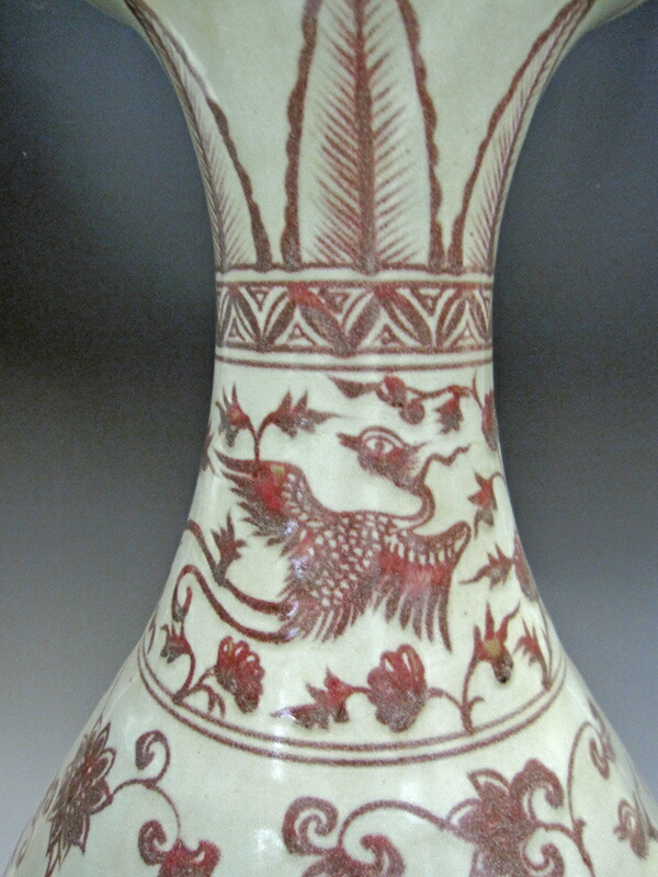 楽天市場】景徳鎮 釉裏紅麒麟鳳凰文花生 希少 花瓶 高さ約60cm 壺 中国