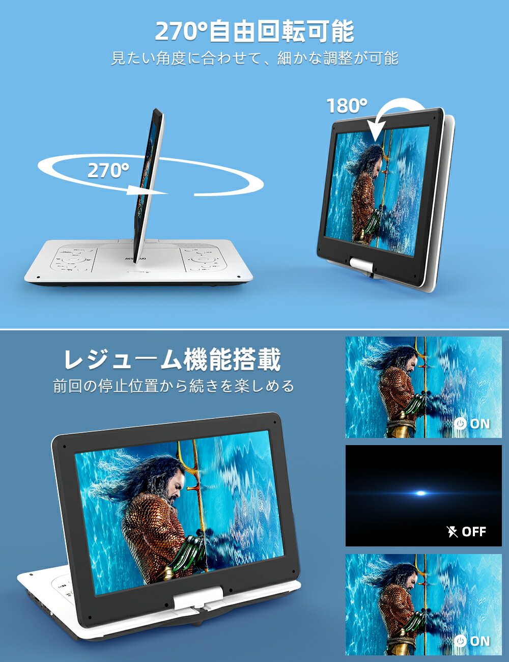 12.6型 DVDポータブル 大画面CPRM対応 リージョンフリー AV入出力 12.6