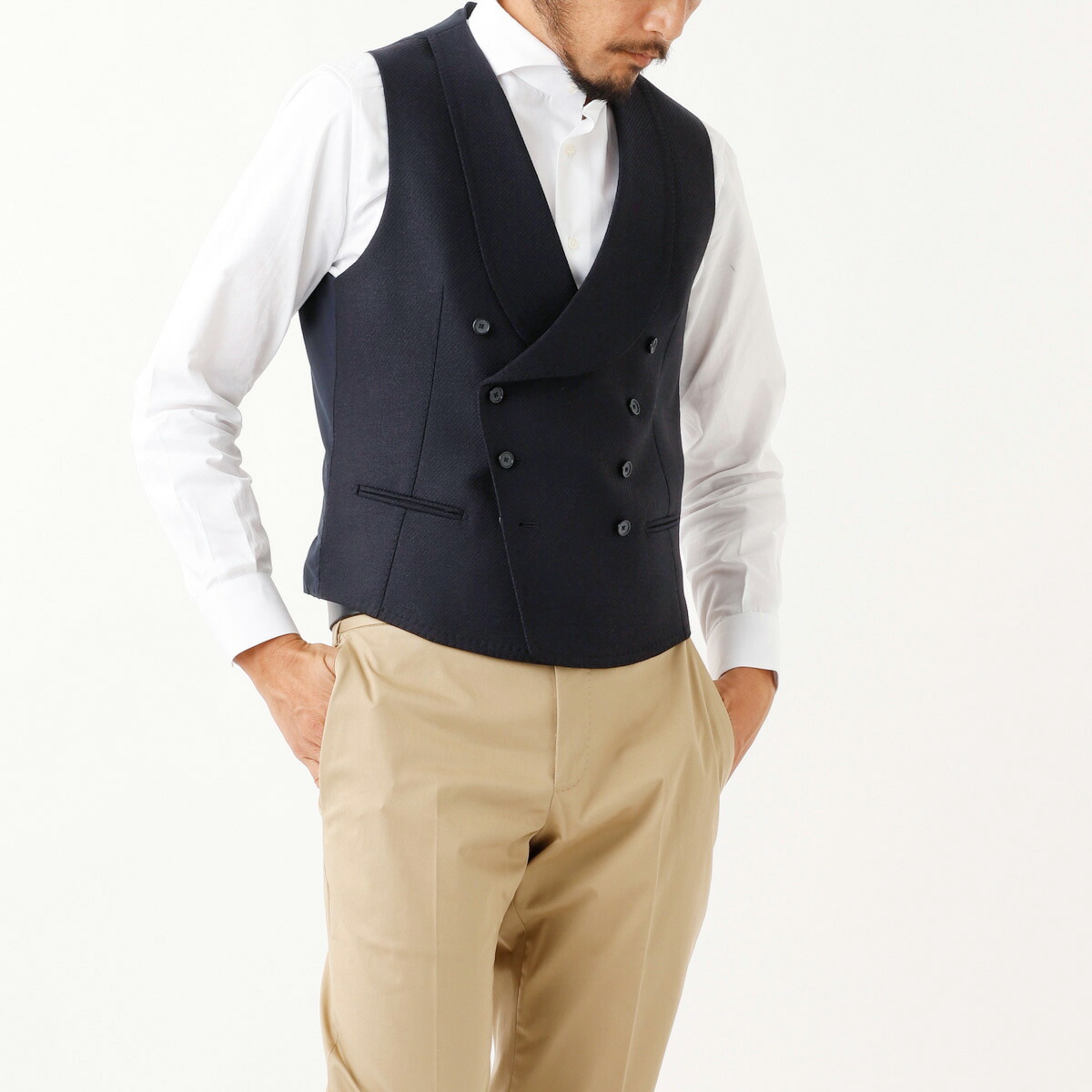 美品TAGLIATORE × Brilla ベスト ジレ 46 アイボリー □美品