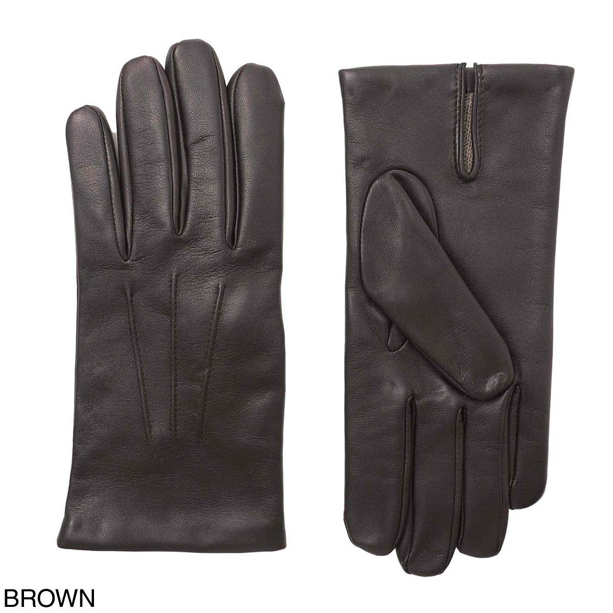 PRADA ブラウン レザーメンズ手袋 裏地カシミヤ100%