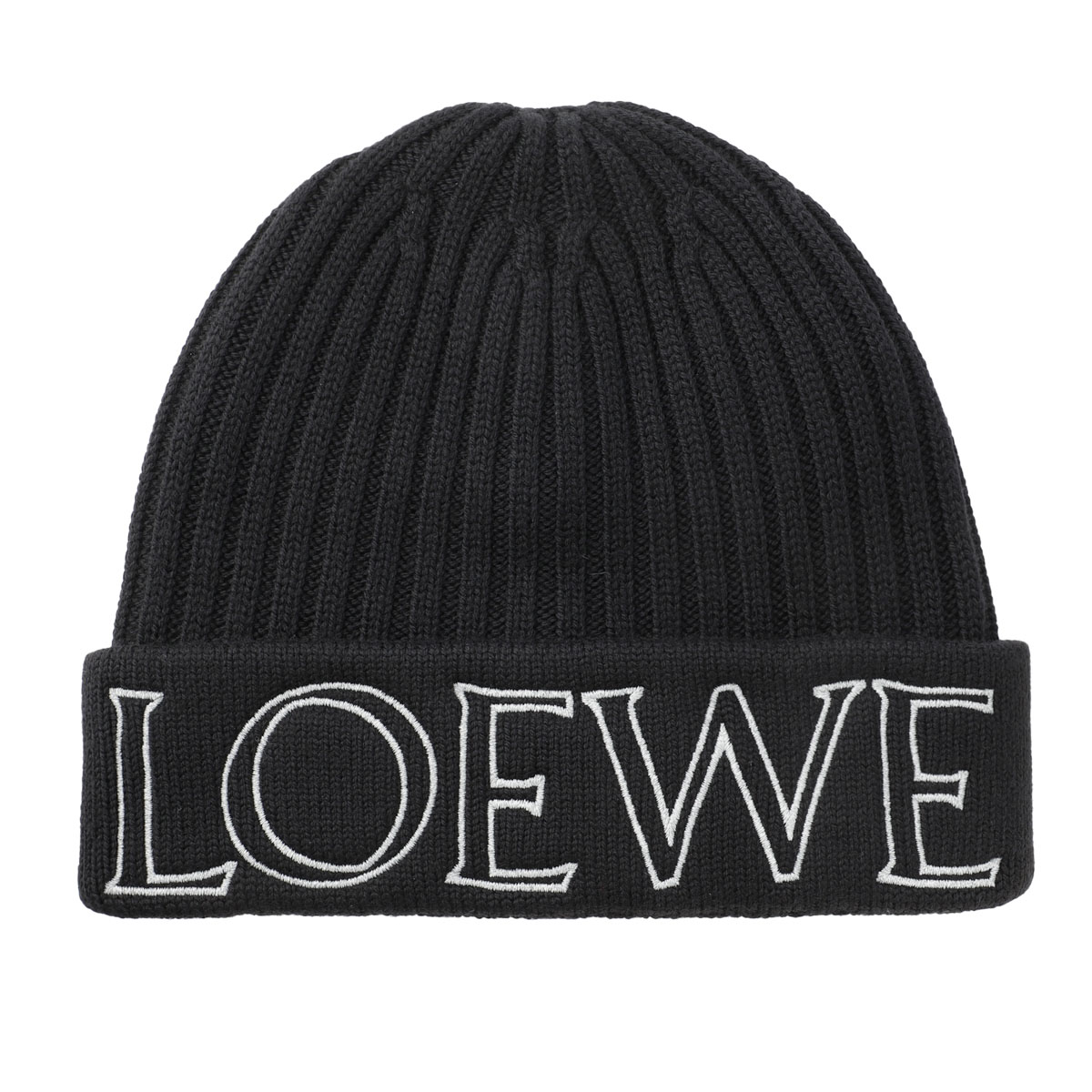 新品LOEWE ロゴステッチ ブラック ニット帽 ショッパー付き プレゼント