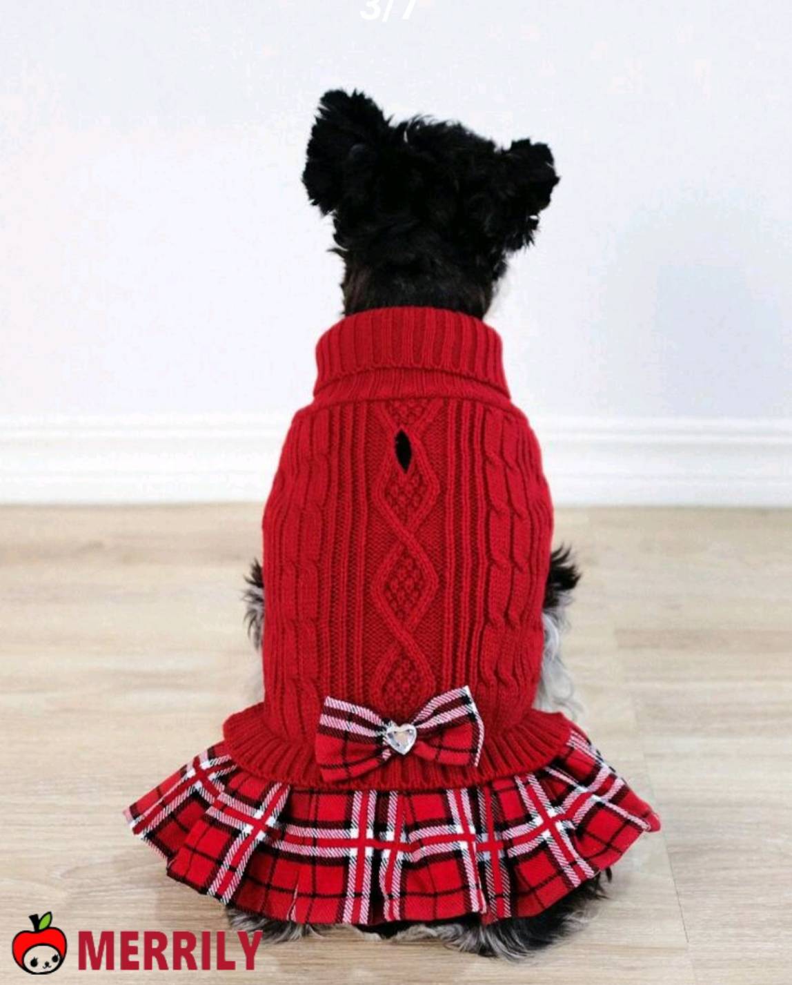 楽天市場】犬 服 ニット スカート付 ワンピース レッド 犬の服 犬服