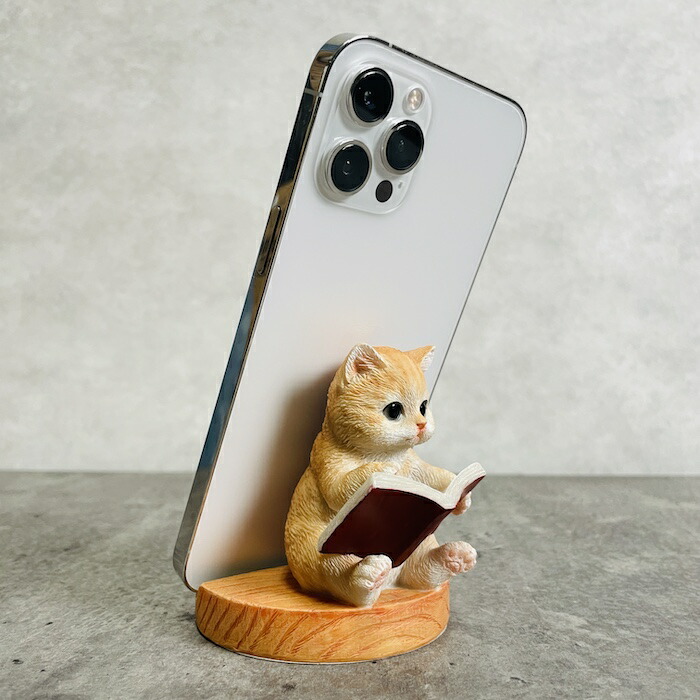 楽天市場】スマホスタンド 本を見る茶トラ猫 woobia ウービア ネコ