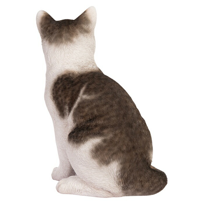 楽天市場】置物 お座りサバトラ白猫 中ネコ 高さ22.5cm woobia