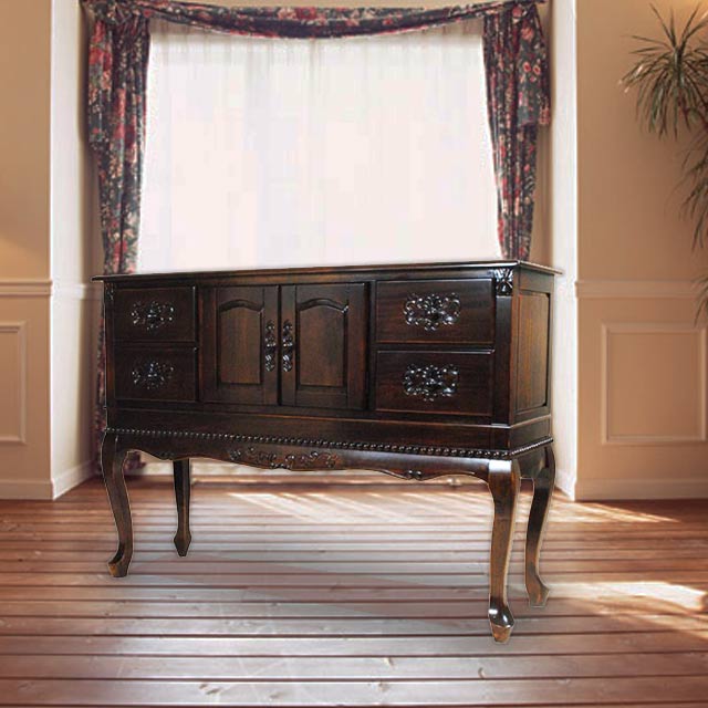 フランスアンティーク猫脚ナイトテーブル/木製キャビネット机飾り棚(82