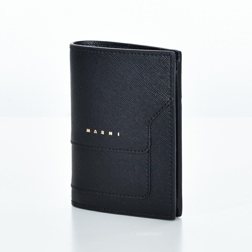 ハ*ミ様 MARNI マル二 トランク サフィアーノ二つ折り財布ブラック