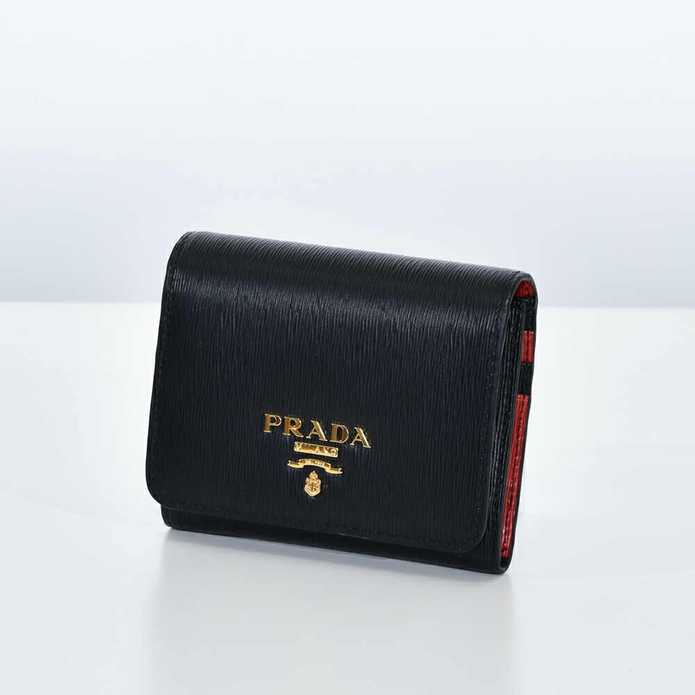 プラダ PRADA 折りたたみ 財布 レター型 VITELLO MOVE 三つ折り財布
