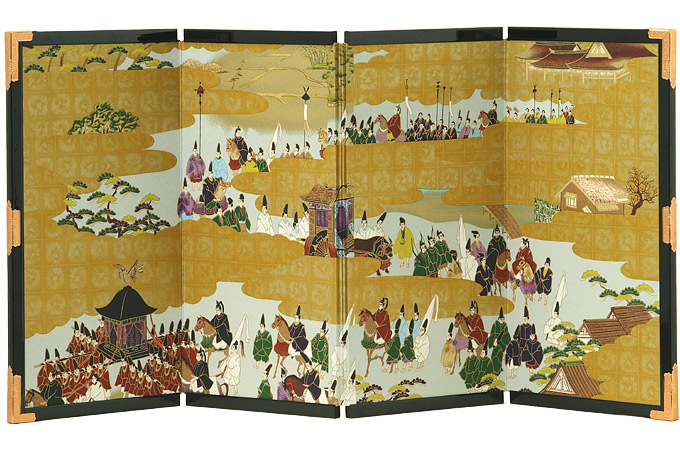 絵画彩絵墨彩絵屏風絵日本画置物インテリア工芸品美術品A1587