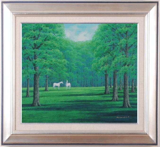楽天市場】田中幸一 森の中の白馬 絵画 油絵 馬 インテリア 一点物
