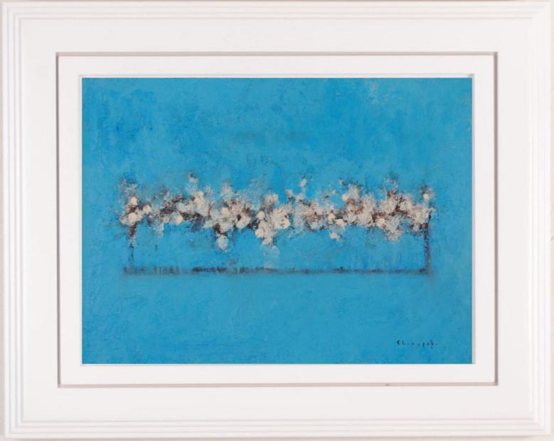 白い花」 日本画油彩絵画サイン額縁インテリア19