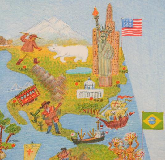 馬場檮男（ばば かしお）「東京浅草之図」リトグラフ 1990年作品 大判