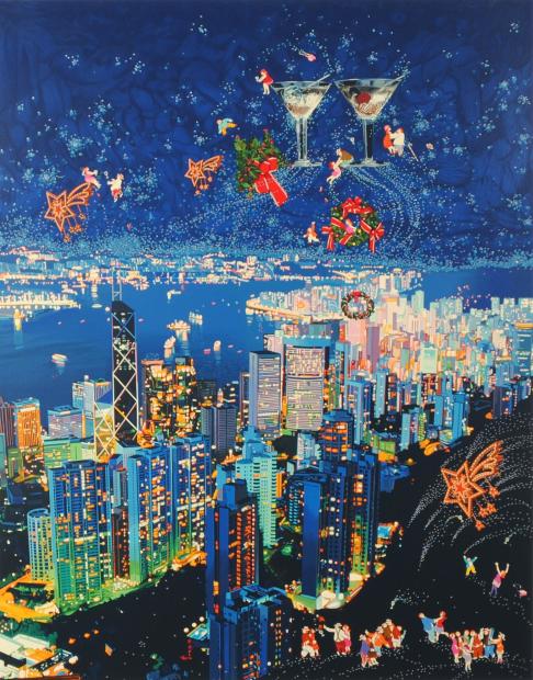 楽天市場】ヒロ・ヤマガタ 慕情 絵画 香港 風景画 夜景 シルク