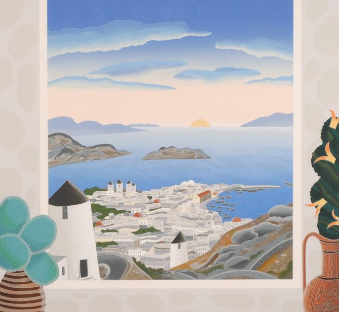 楽天市場】海 絵画 風景画 ギリシャ エーゲ海 インテリア シルク