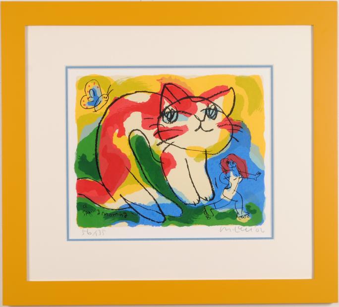 マイケル・ルー シルクスクリーン 版画 猫 cat Michael Leu マイケル