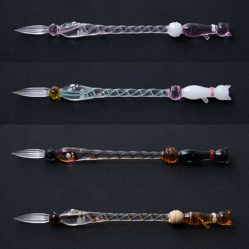 楽天市場】グラスカオリア ガラスペン にゃんこペン ピンク/ホワイト