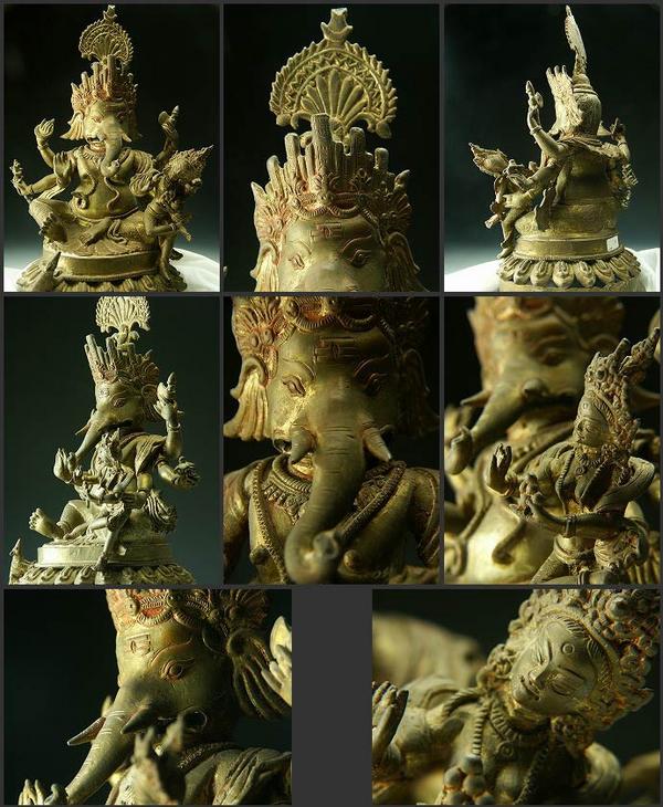 M165-3 時代古銅仏 歓喜天 ガネーシャ チベット仏仏教美術