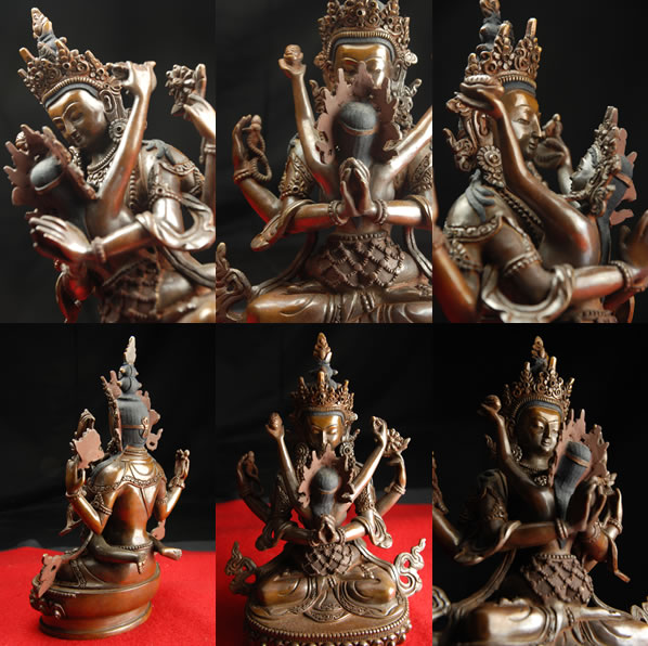 楽天市場】四臂観音菩薩 （歓喜仏） 銅造彫金仕上げ 一点もの : 仏像