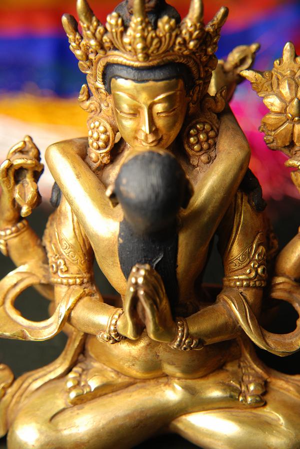 楽天市場】四臂観音菩薩（歓喜仏）銅造 鍍金 彫金仕上げ 一点もの