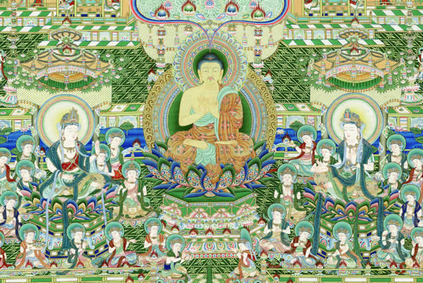 楽天市場】高級肉筆仏画 観経曼陀羅（當麻曼荼羅） 一点もの : 仏像