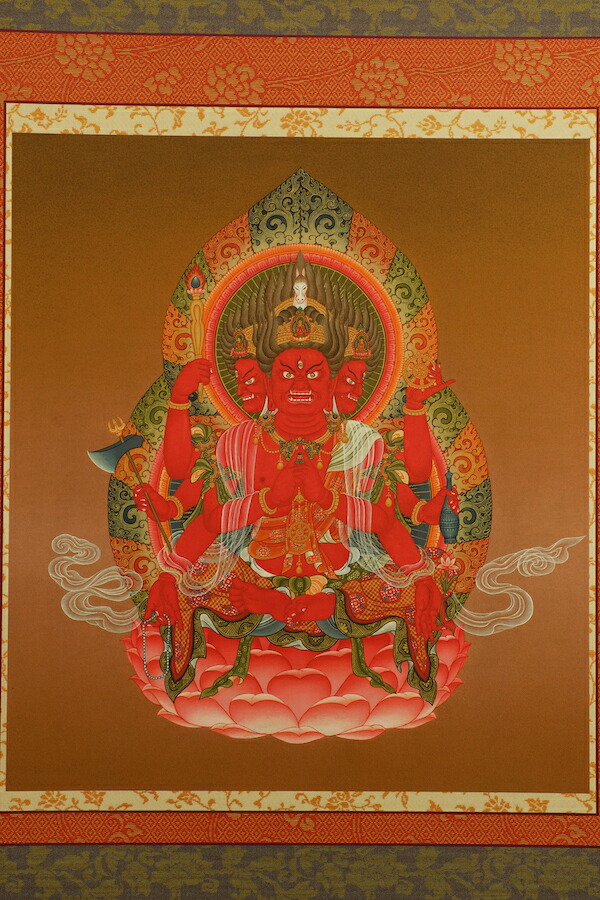 水墨画 掛け軸 獅子玉 謝陽画 馬 中国 張大千大風堂 カラー 箱付 水墨画