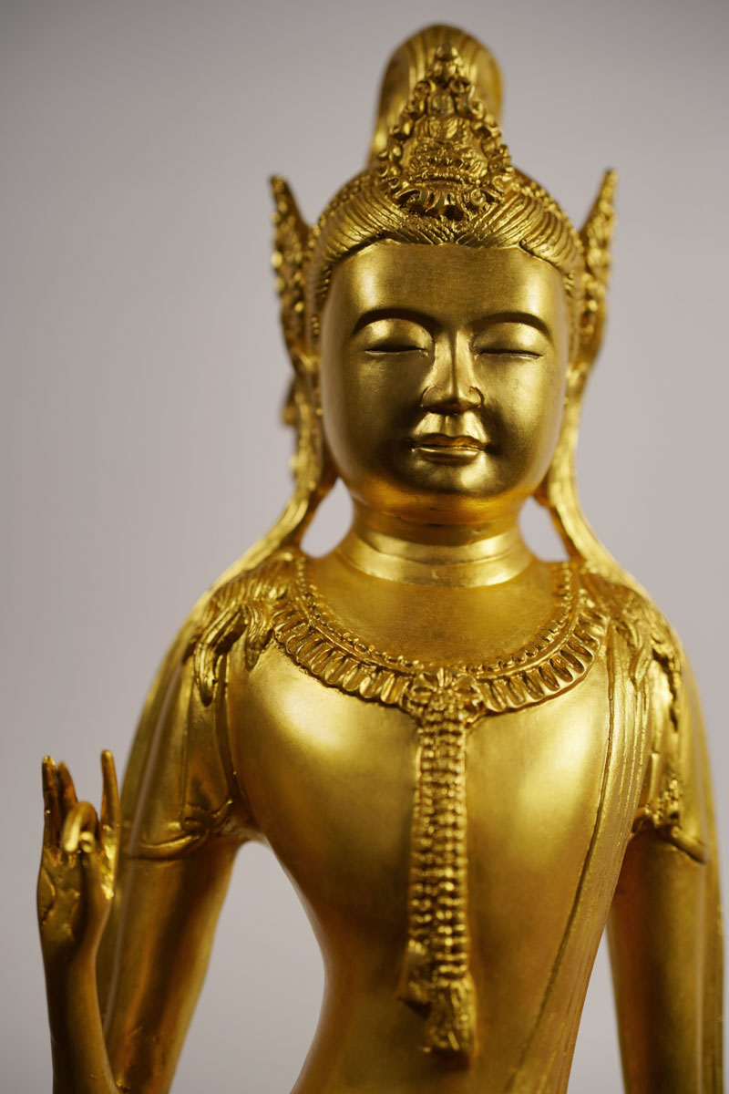 仏教美術 仏像 金童玉女観世音菩薩仏像 小仏像 銅製 銅器 仏教美術