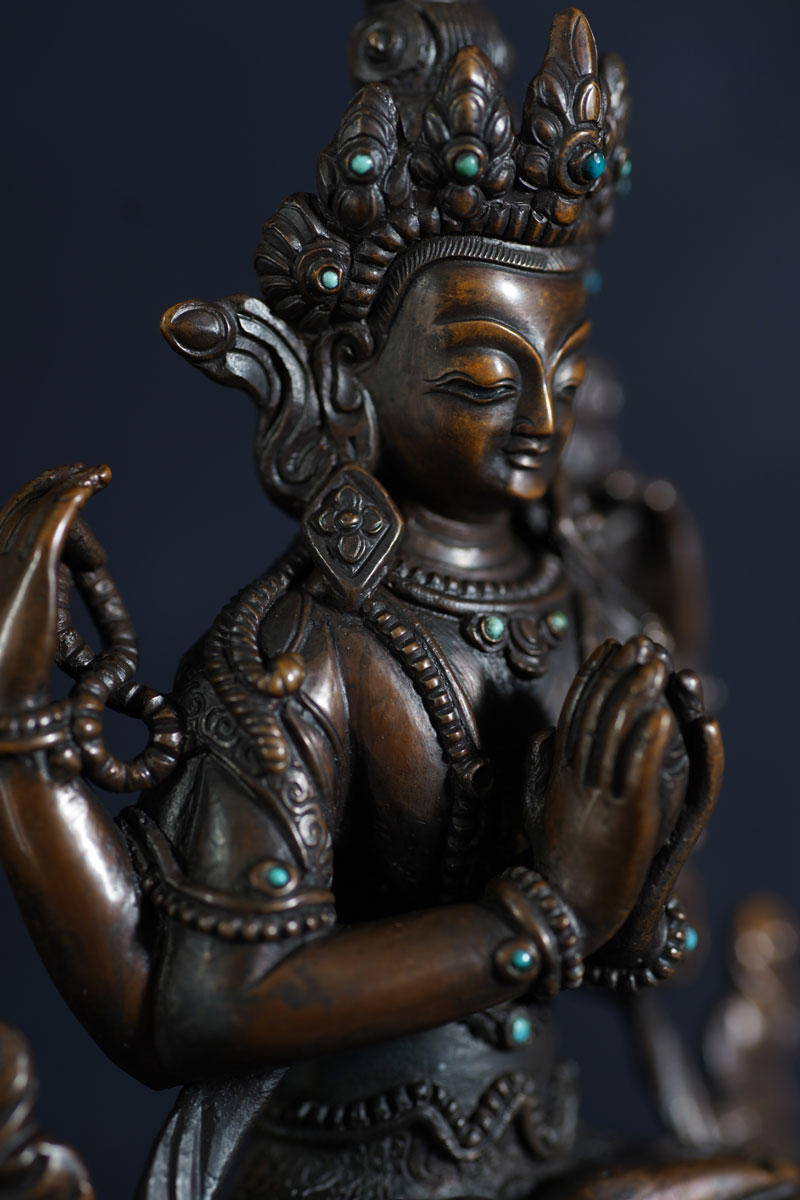 ○亀楽○古銅*鍍金☆極上☆宝石象篏*吉兆【四