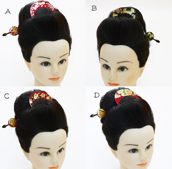 楽天市場】和装髪飾り 蒔絵柄 櫛・平簪セット 4柄6種 S-06 : 日本舞踊