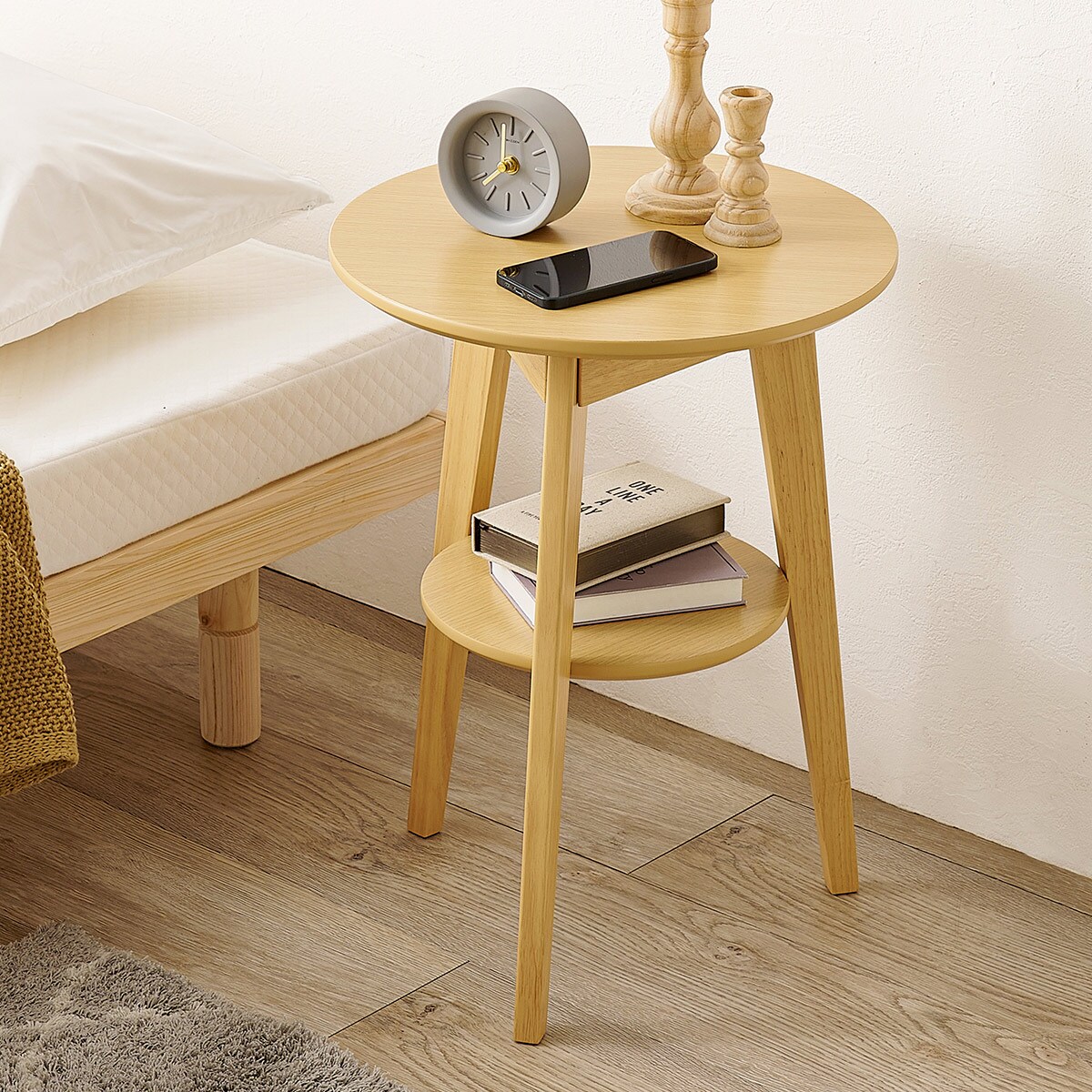 楽天市場】棚付き 円形サイドテーブル ナチュラル ブラウン ホワイト