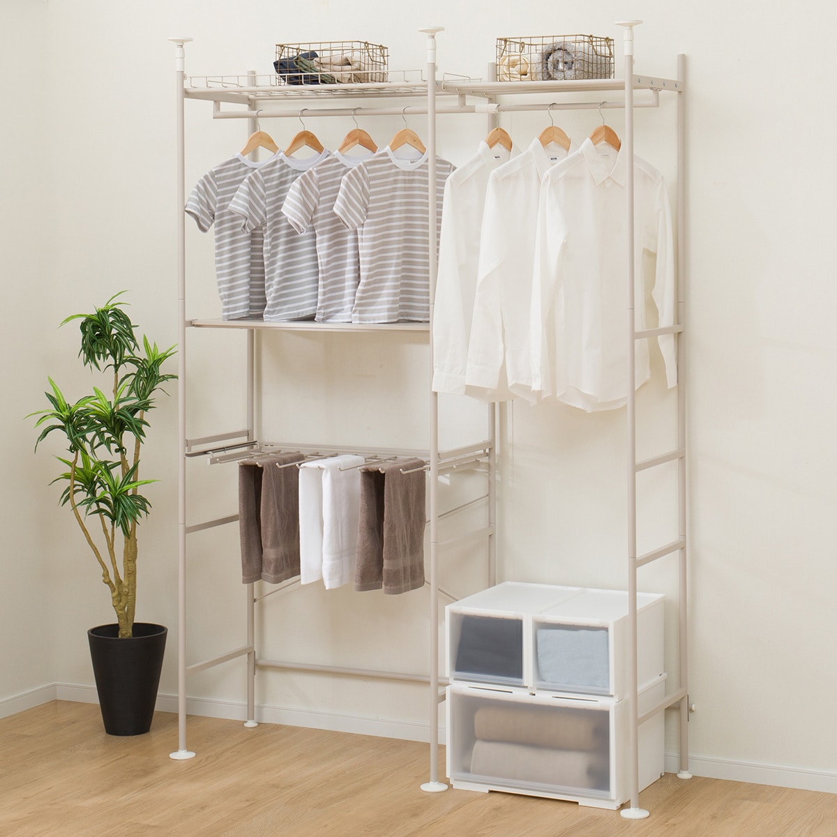 楽天市場】伸縮クローゼットハンガーラック(OPEN C EXH103/150BN103