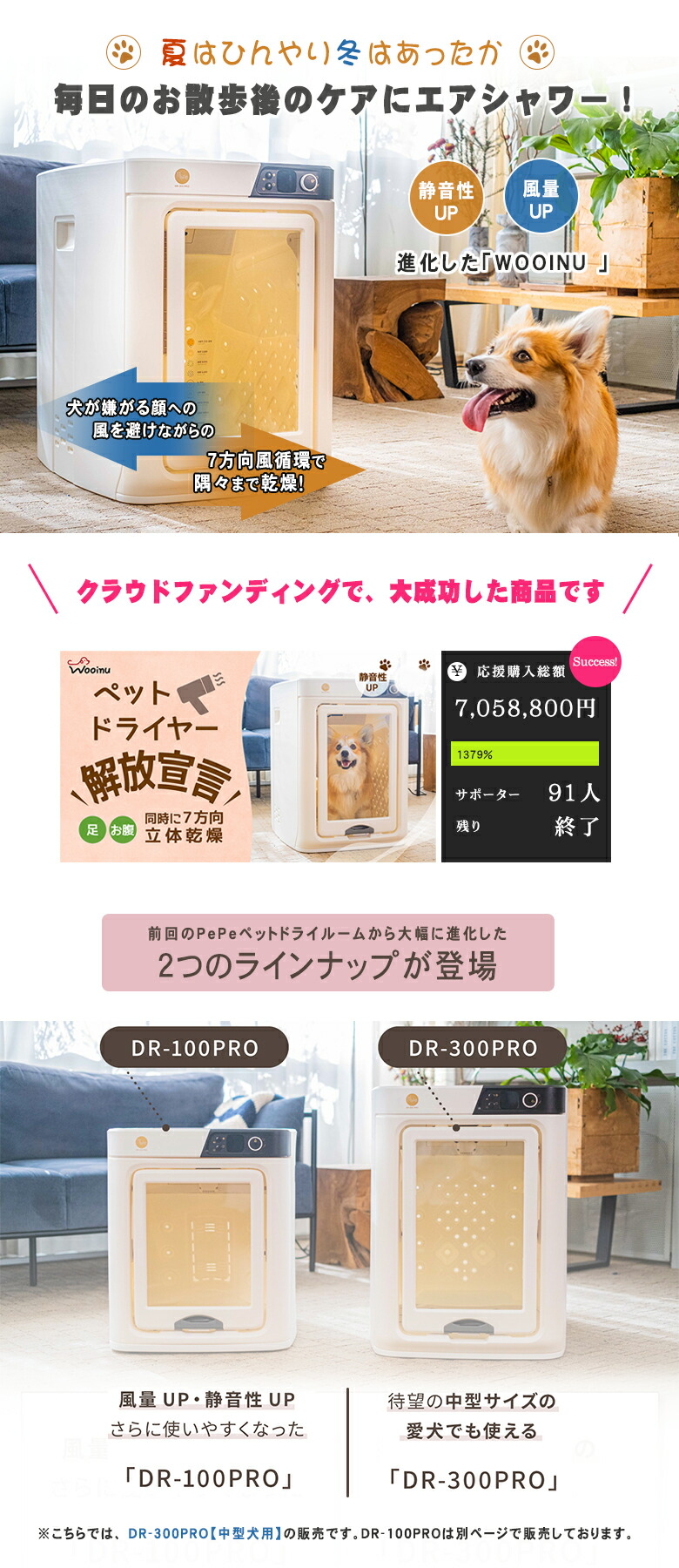 楽天市場】WOOINU ペットドライルーム DR-300PRO【中型犬用】ペット
