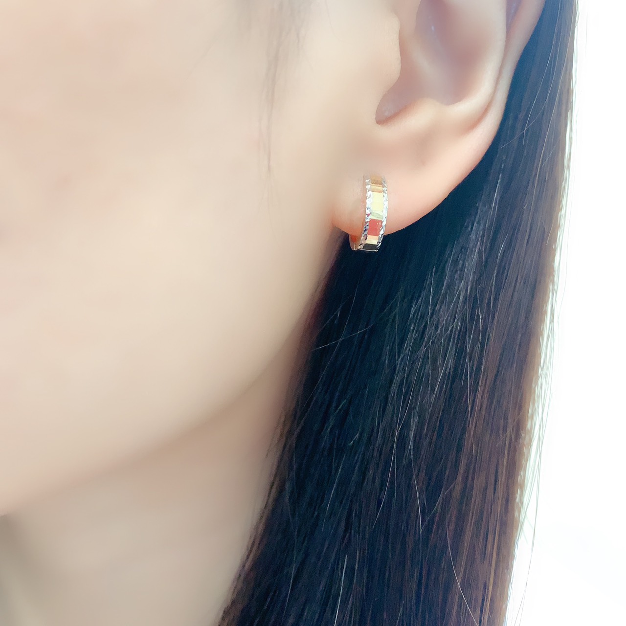 楽天市場】ピアス メンズ フープ K18 ホワイト 中折れ 片耳 片側 馬蹄