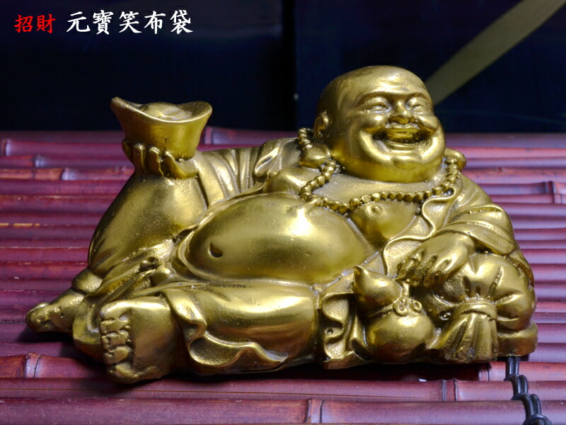 旧蔵珍蔵 仏像 開運仏 笑仏 純銅製 アンティーク 置物 時代物 本物保証