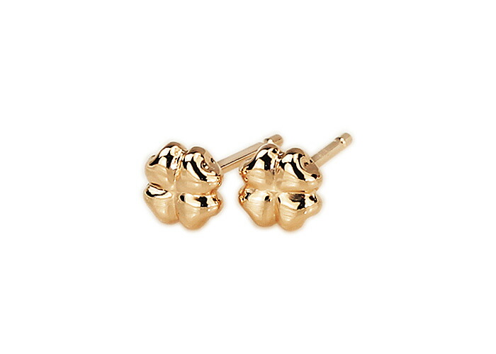 楽天市場】K18PG クローバーピアス(軸太0.9mmX長さ1cmポスト(18金