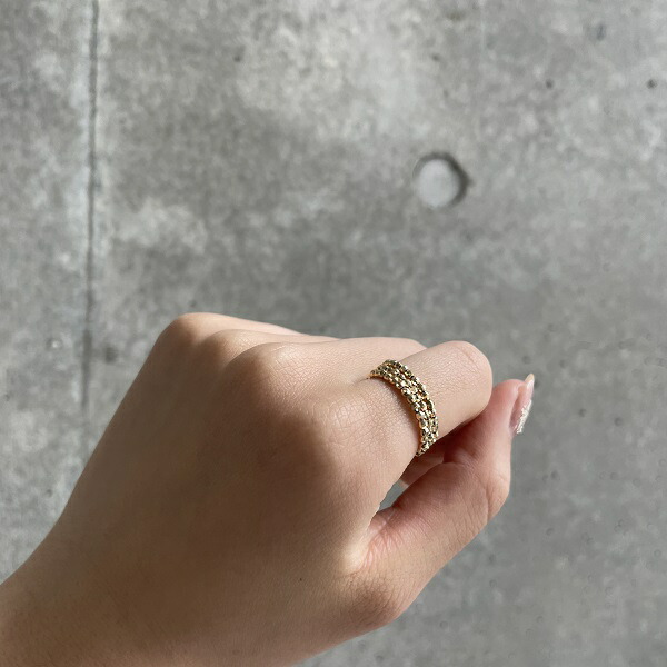 K18弾力リング 指輪 シンプル キラキラ ミラーボール 13号 K18弾力