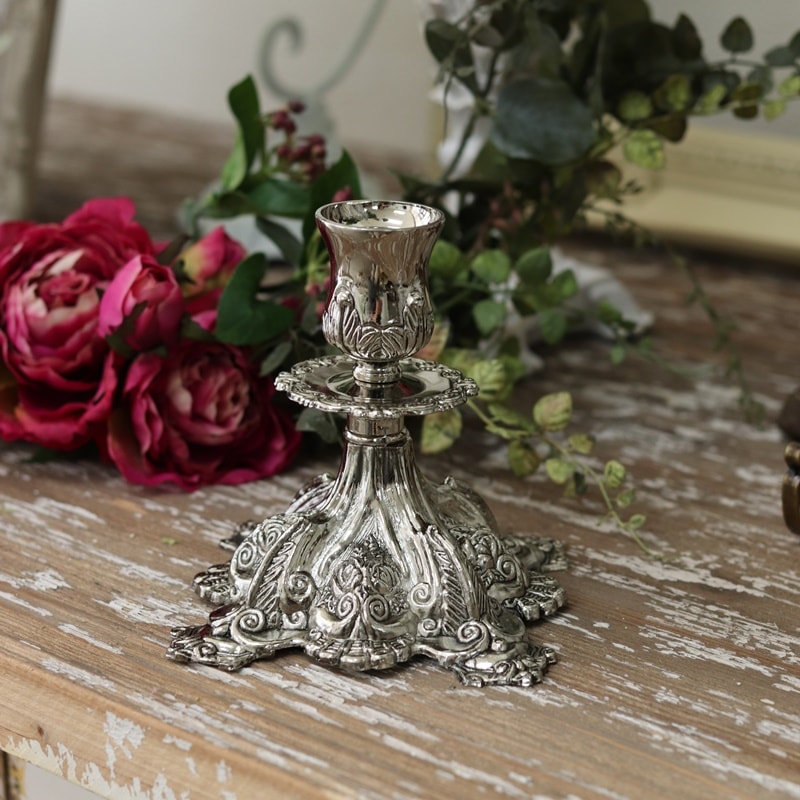 楽天市場】【送料無料】アンティークシルバー 1灯 キャンドルホルダー