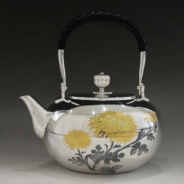 楽天市場】リムテー 日本製 一守堂 純銀・湯沸し1,100cc 菊花 彫金