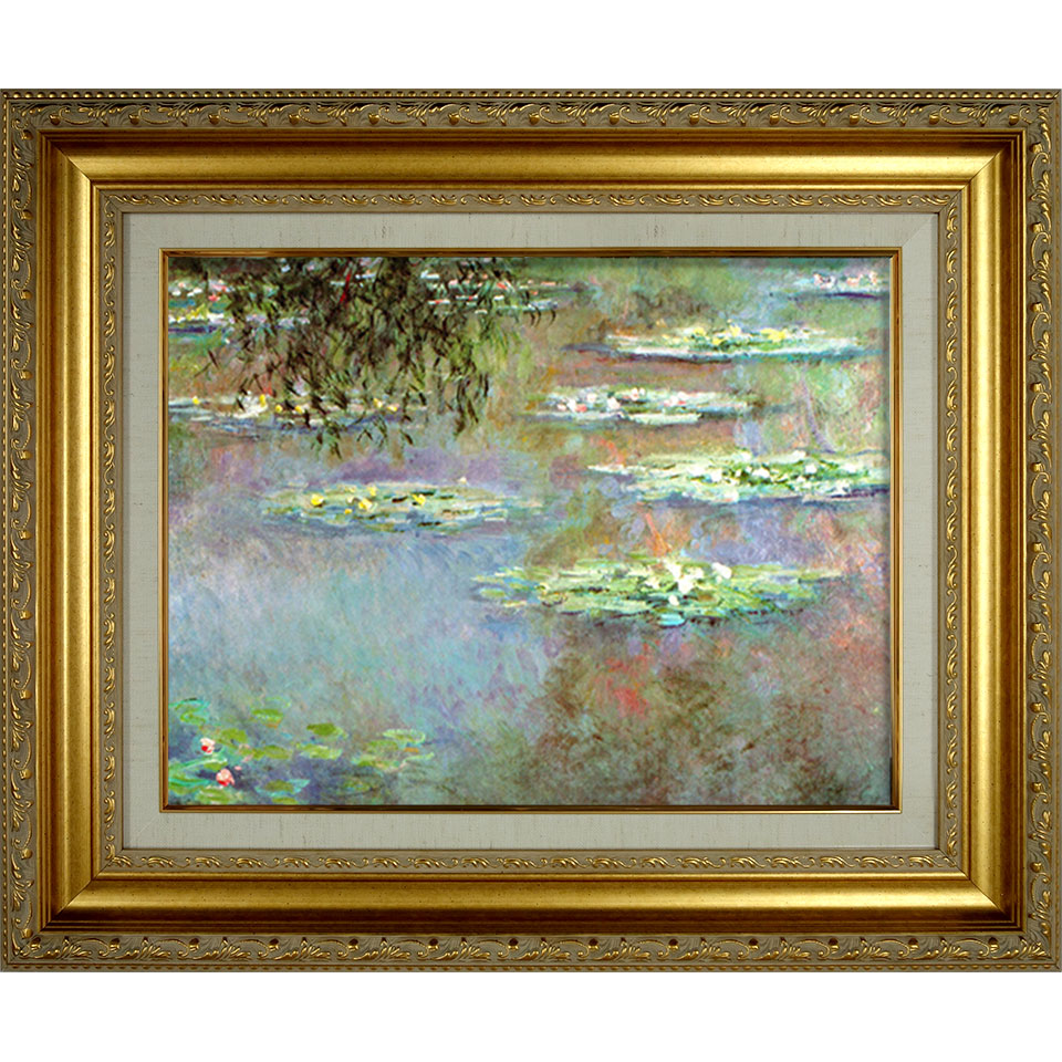 クロード モネの木漏れ日の裸婦の模写、パステル額入り、油絵、F6号