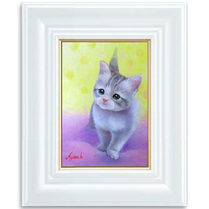 絵画 インテリア 油絵 F4-030119 祈り 子猫（子犬）と女の子 絵画