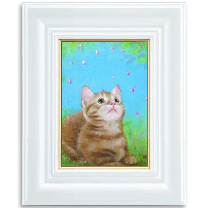 油絵 専用品 頭に花をのせた猫2 油絵 専用品 頭に花をのせた猫2